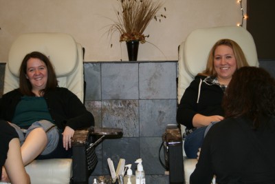 Lauren and friend getting pedicures