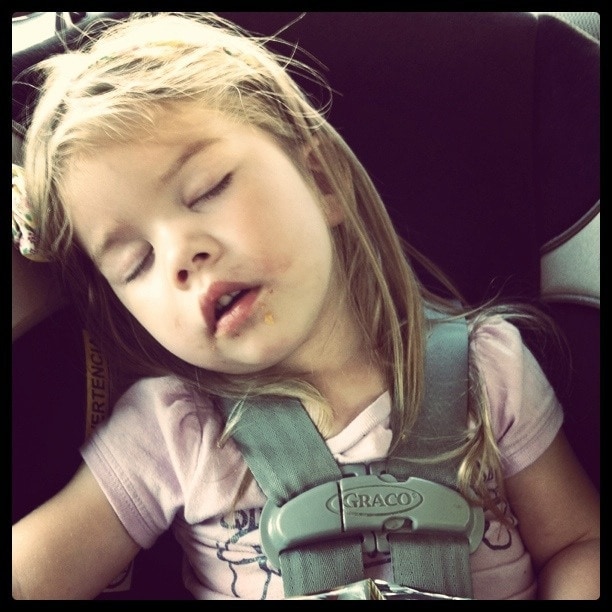 brooke sleeping in a carseat