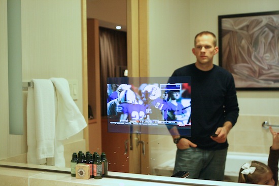 Gordon watching the mirror tv