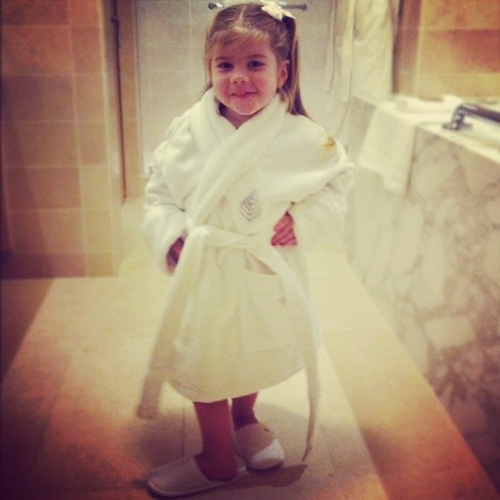 Brooke in a bathrobe and slippers