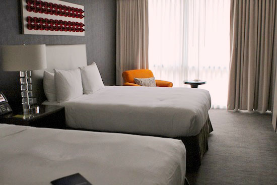 hotel room with beds