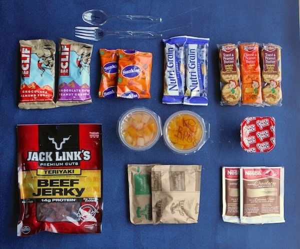 breakdown of food in the 72 hour emergency kit
