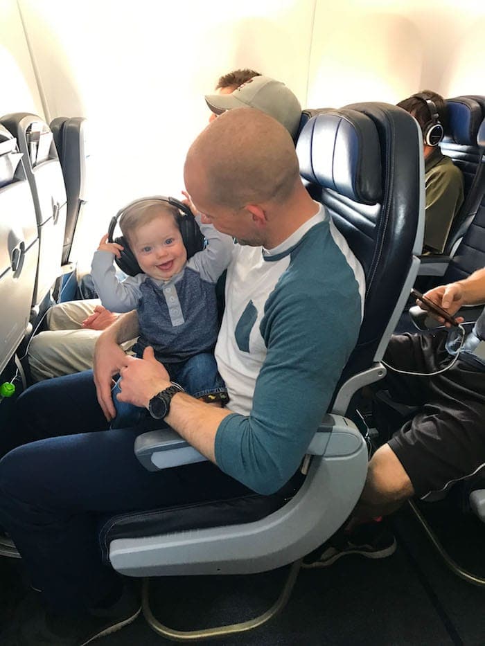 Gordon with Eddie on a plane