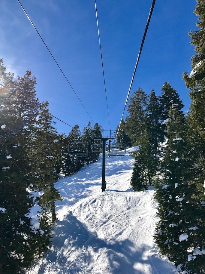 Looking up a ski lift