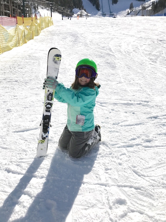 Brooke with skis