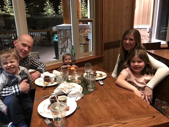Brennan family at a dinner table