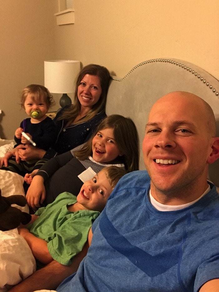 Brennan family on the bed