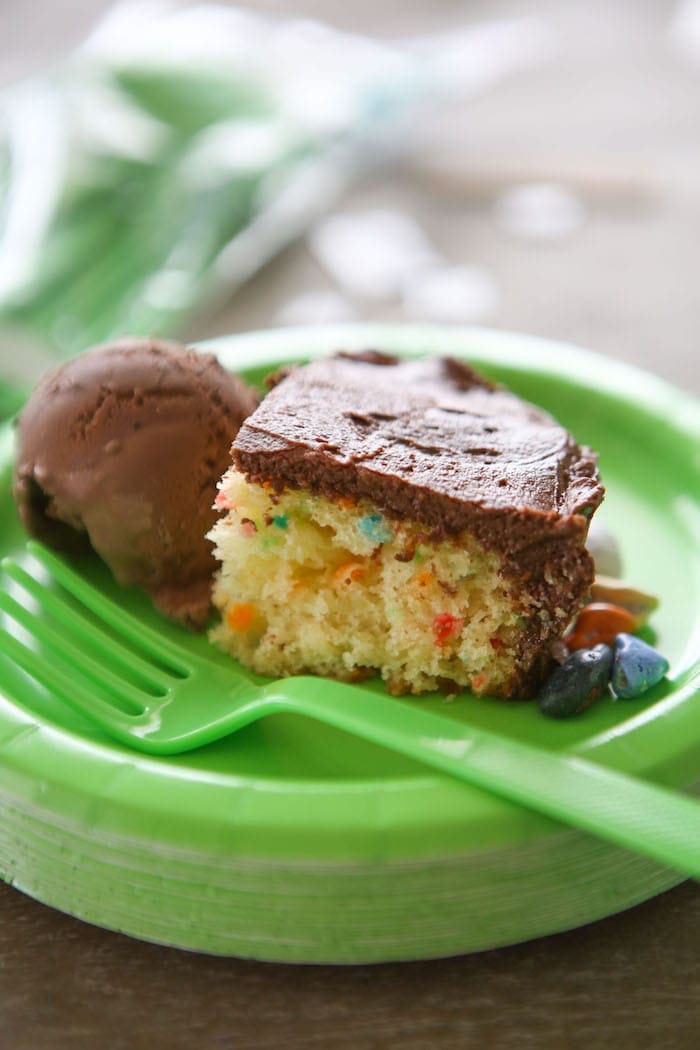 Cake and ice cream on a plate