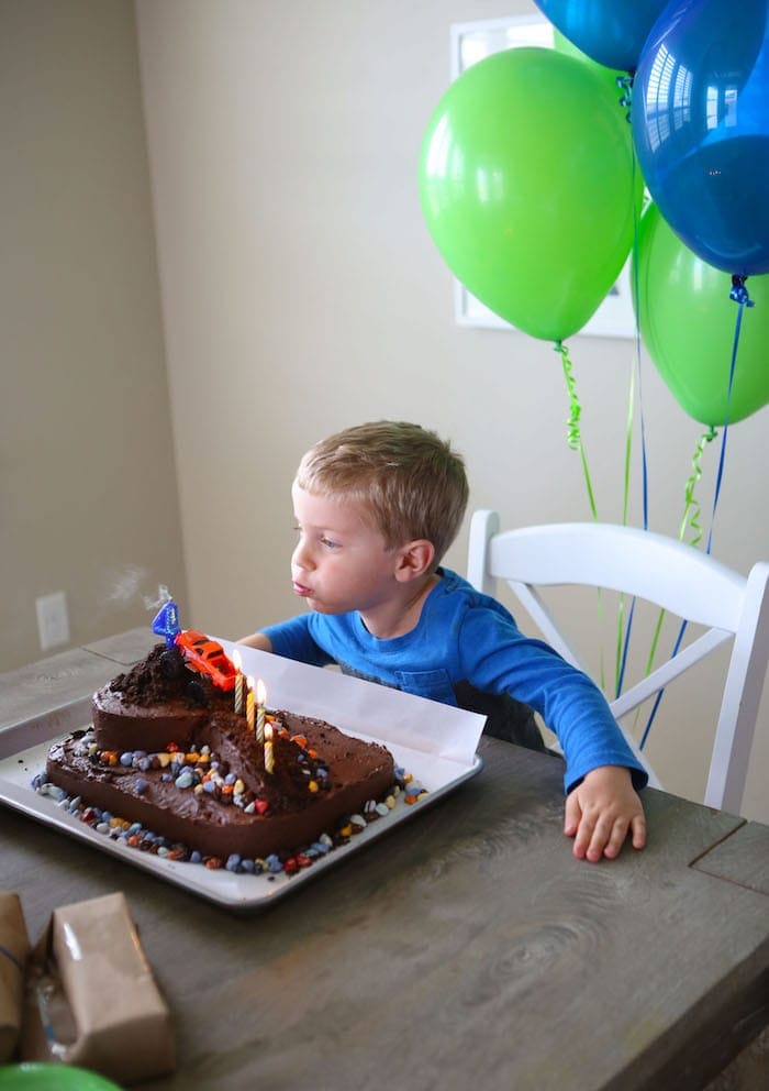 Blake blowing out the candles