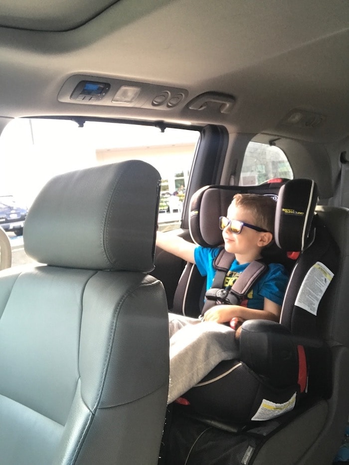 Blake in a car seat in a car
