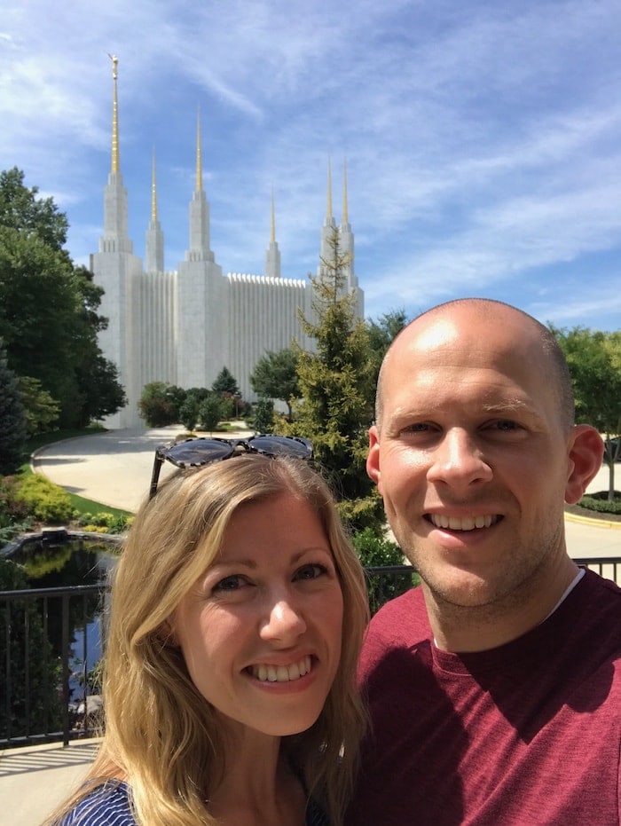 Lauren and Gordon in front of the DC Temple