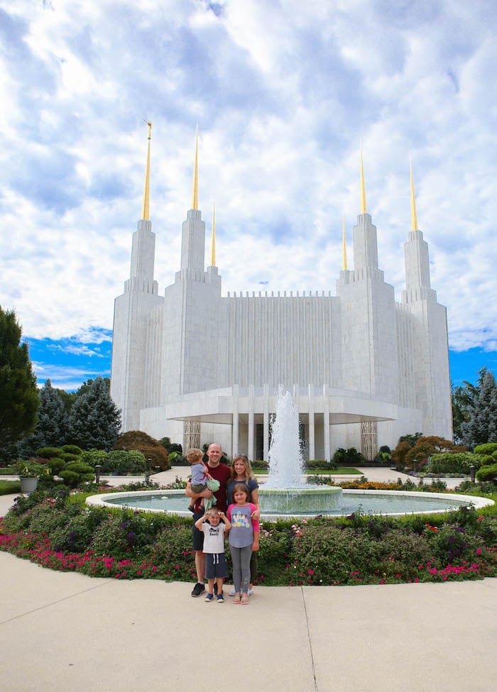 Brennan Family in front of the DC Temple