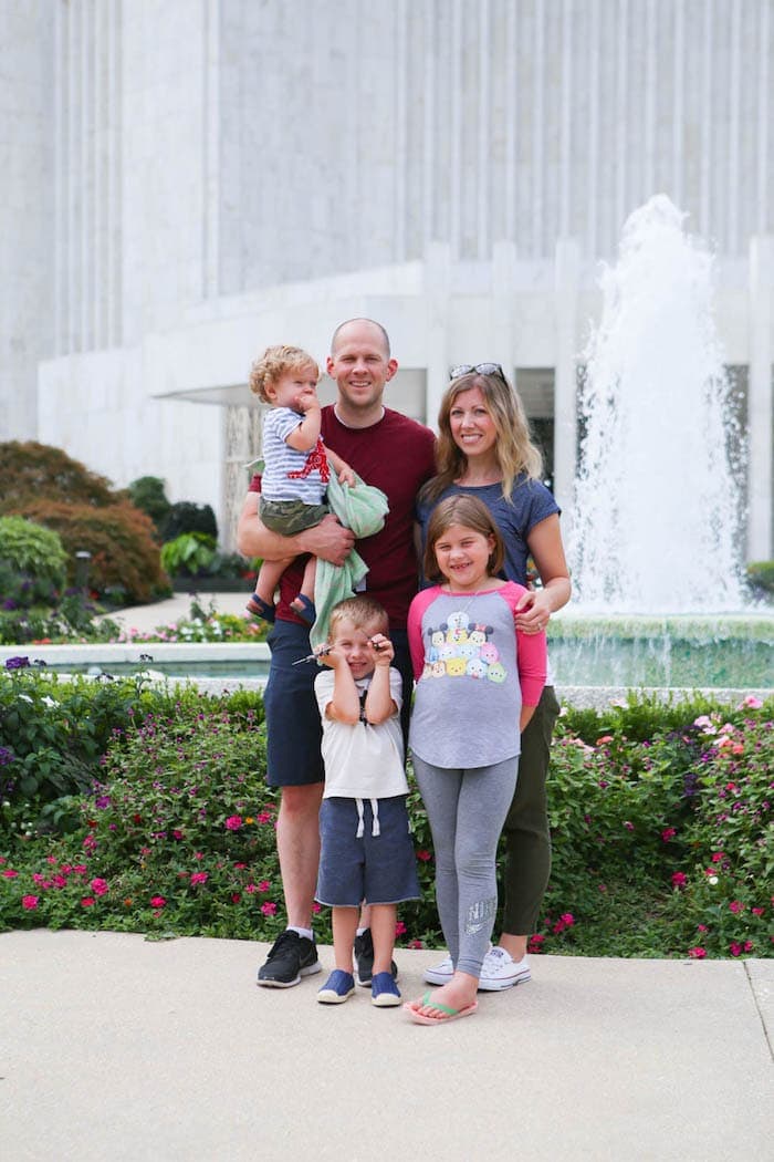 Brennan Family in front of the DC Temple