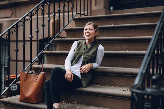 Lauren sitting on steps