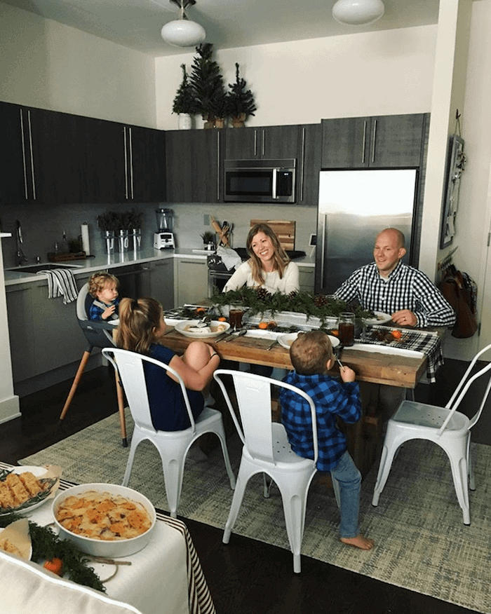 Brennan family sitting at the table