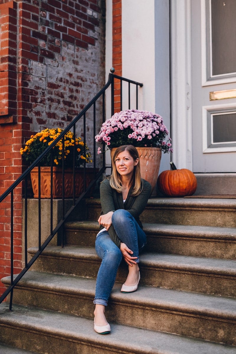 Lauren sitting on steps
