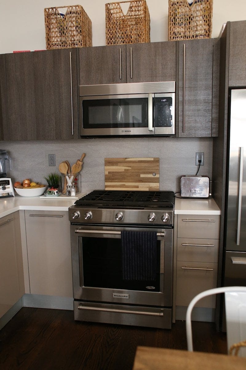 A stove top oven in a kitchen