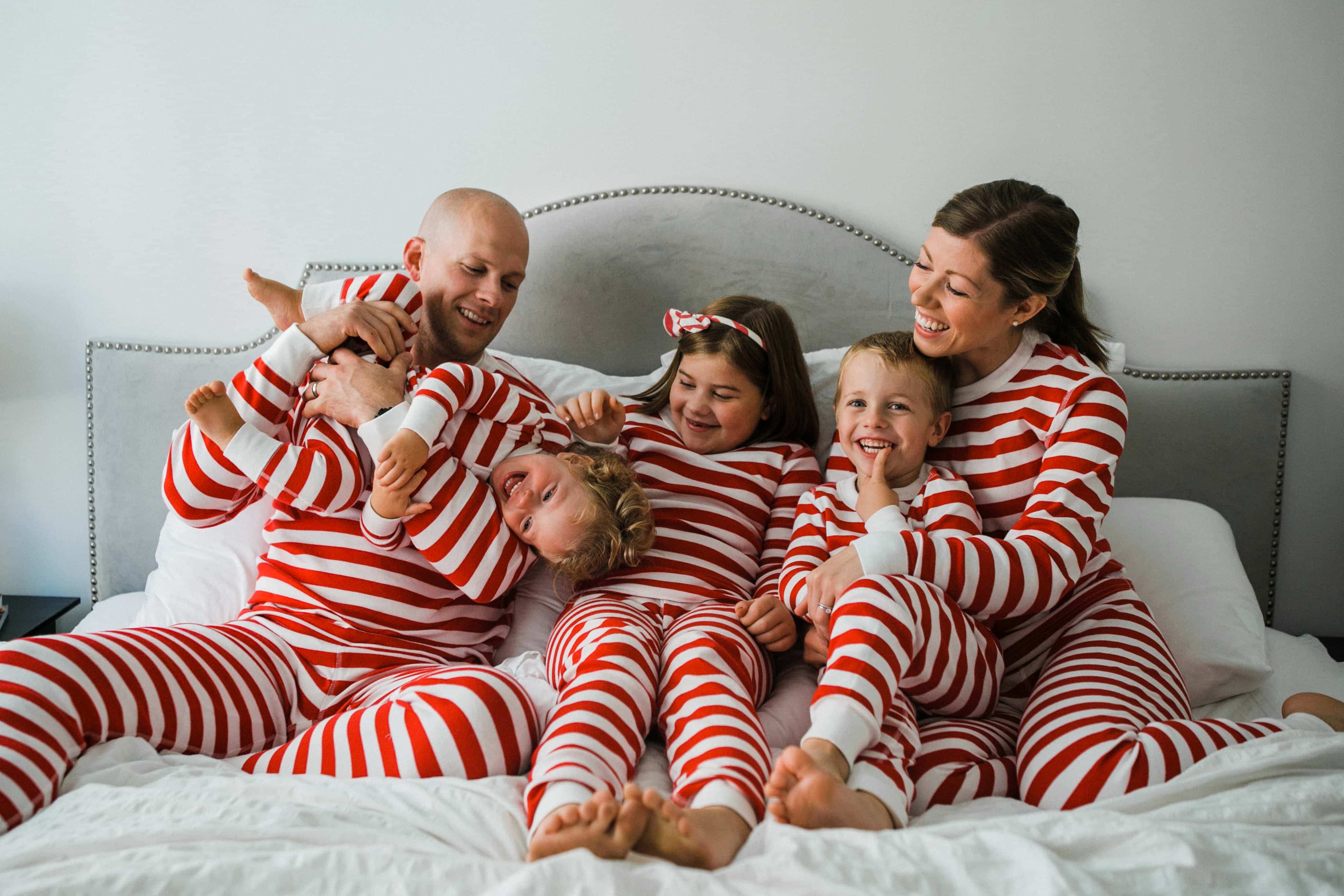 Brennan family on a bed