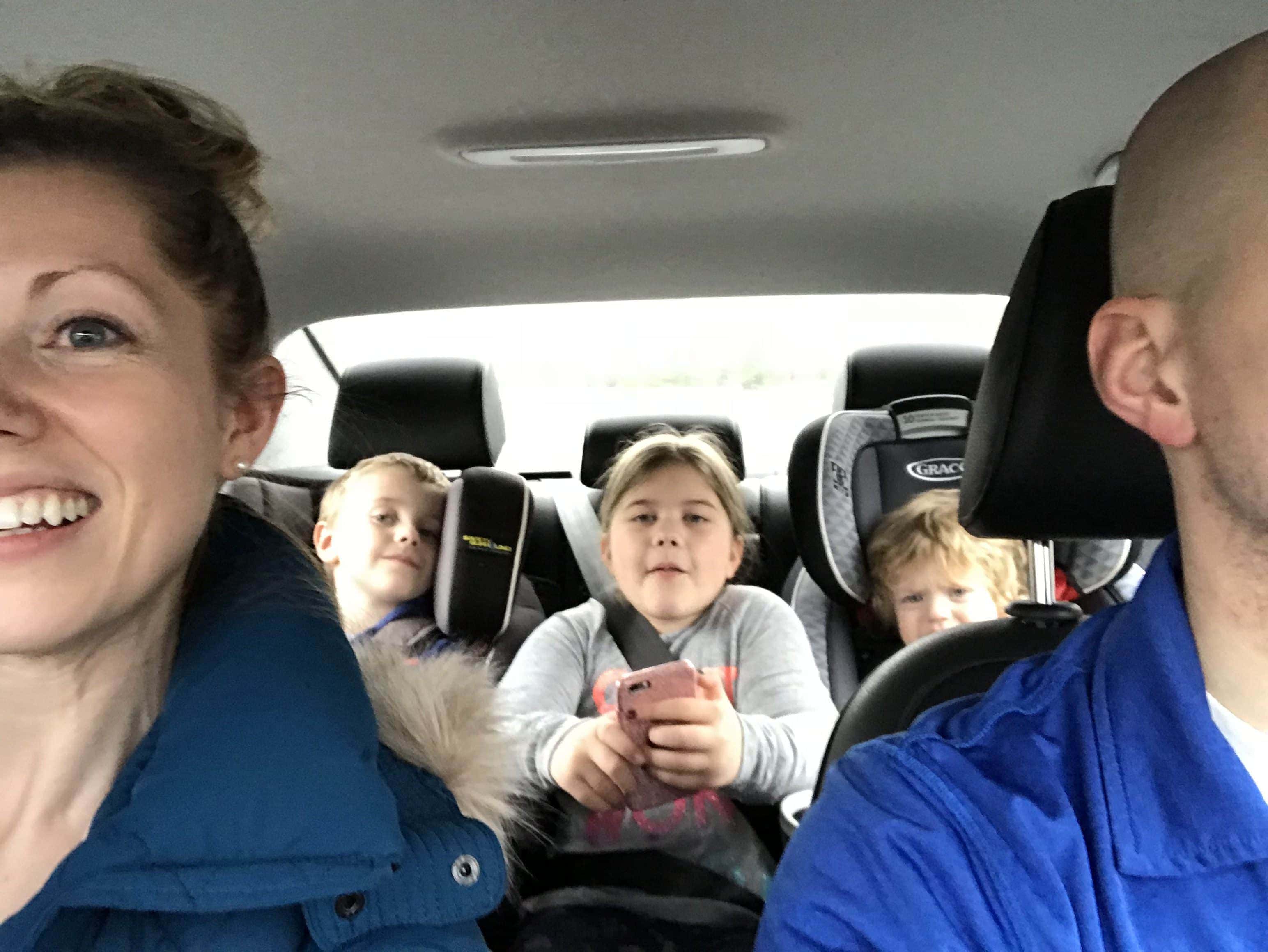 Brennan family in the car