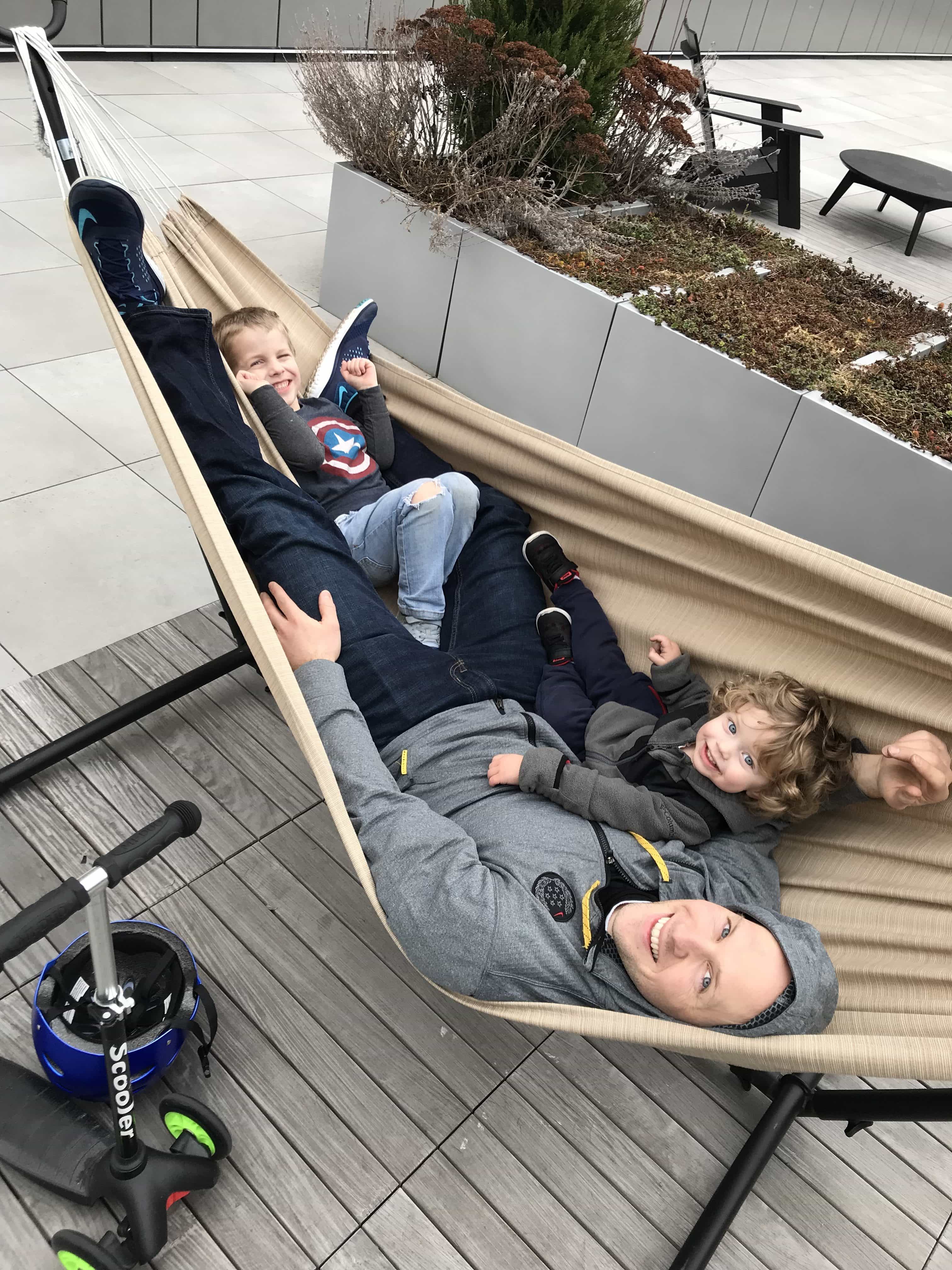 Gordon Blake and Eddie in a hammock 