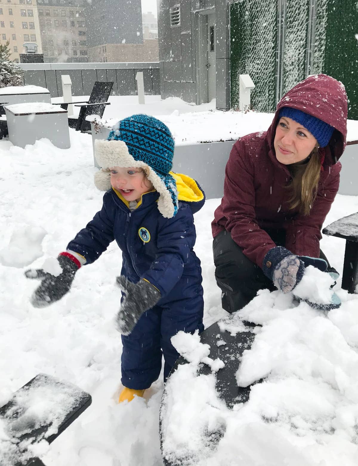 Lauren and Eddie playing in the snow