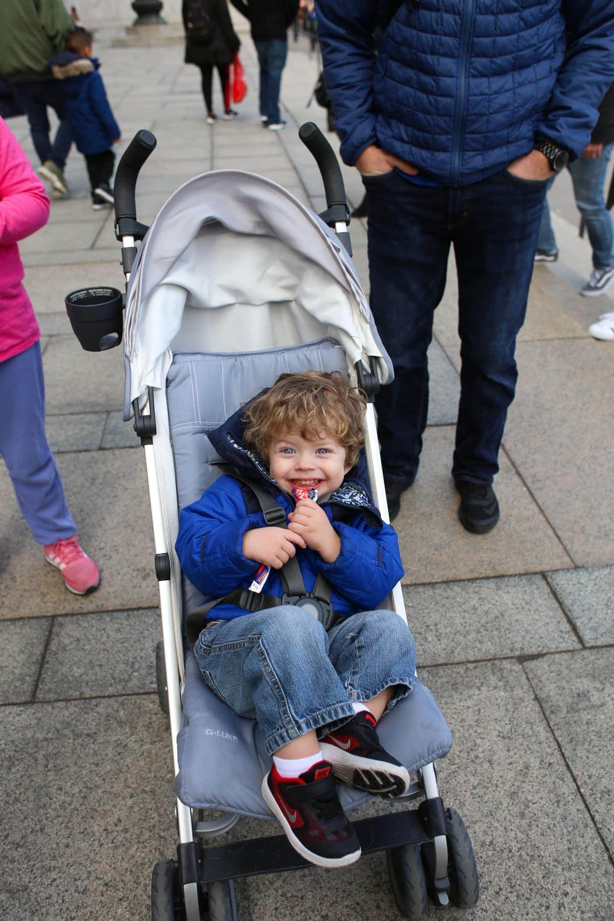 Eddie in a stroller