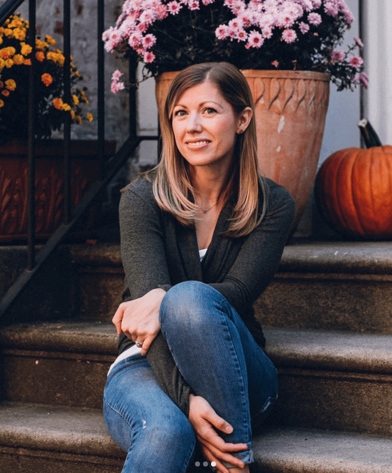 Lauren sitting on stairs