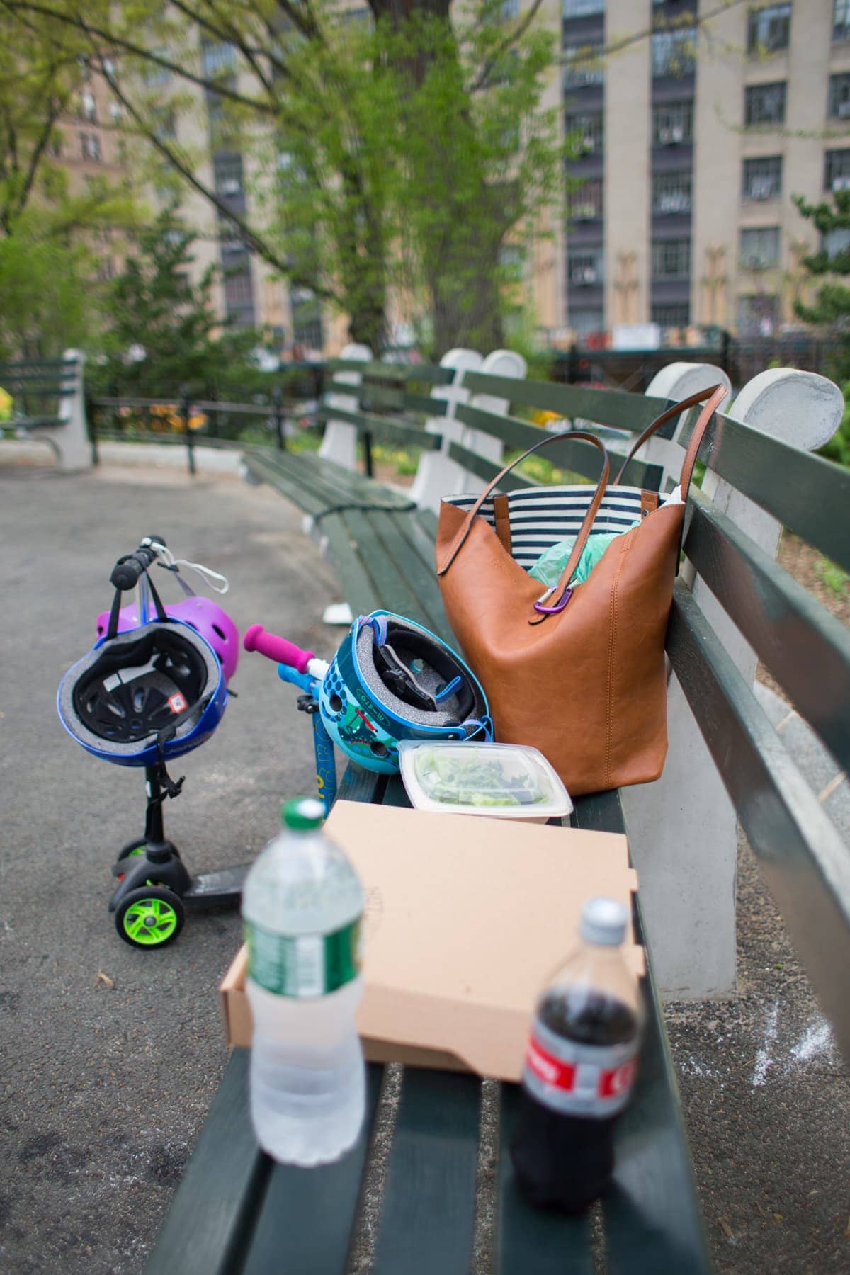 A bench with stuff on it