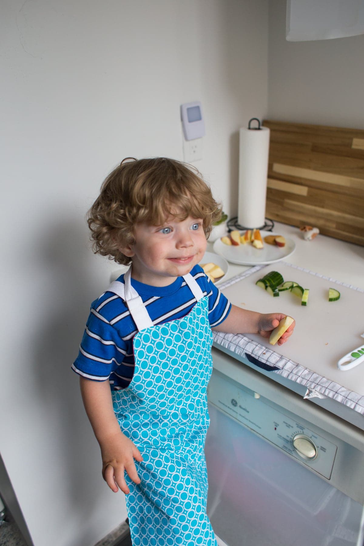Eddie helping in the kitchen