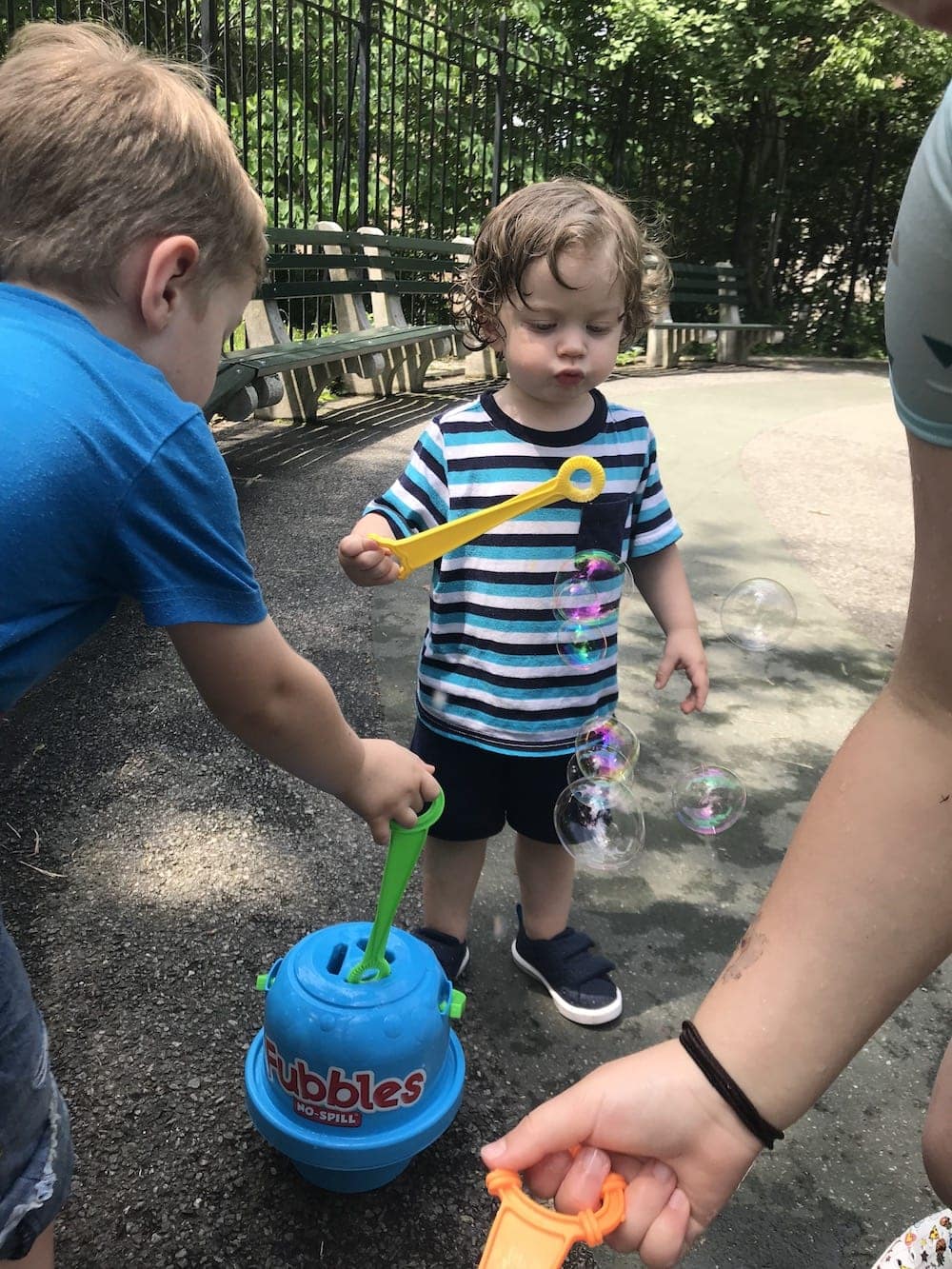 Eddie blowing bubbles