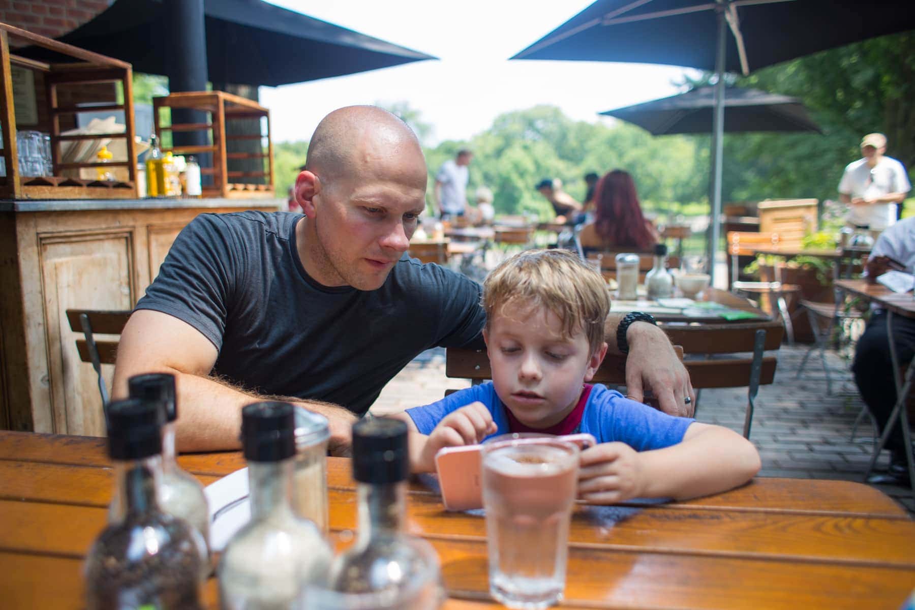 Gordon and Blake sitting at a table