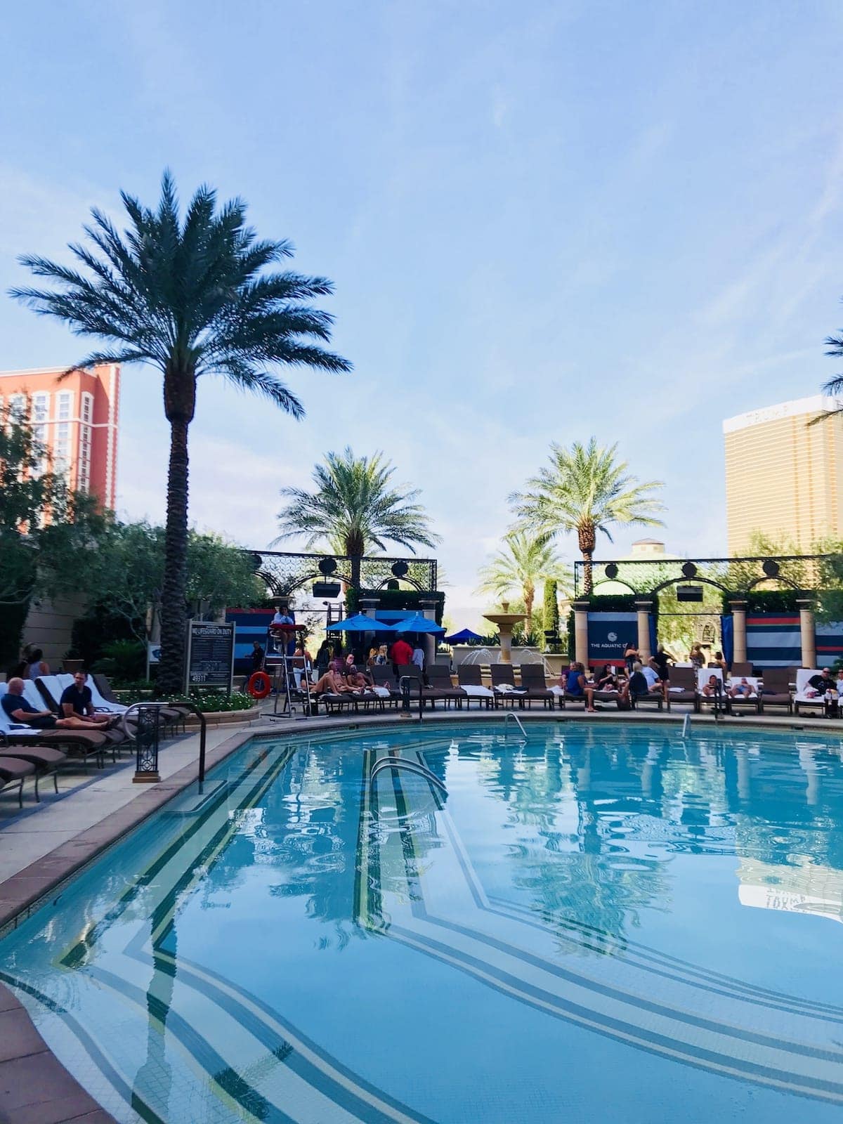 A group of people in a pool