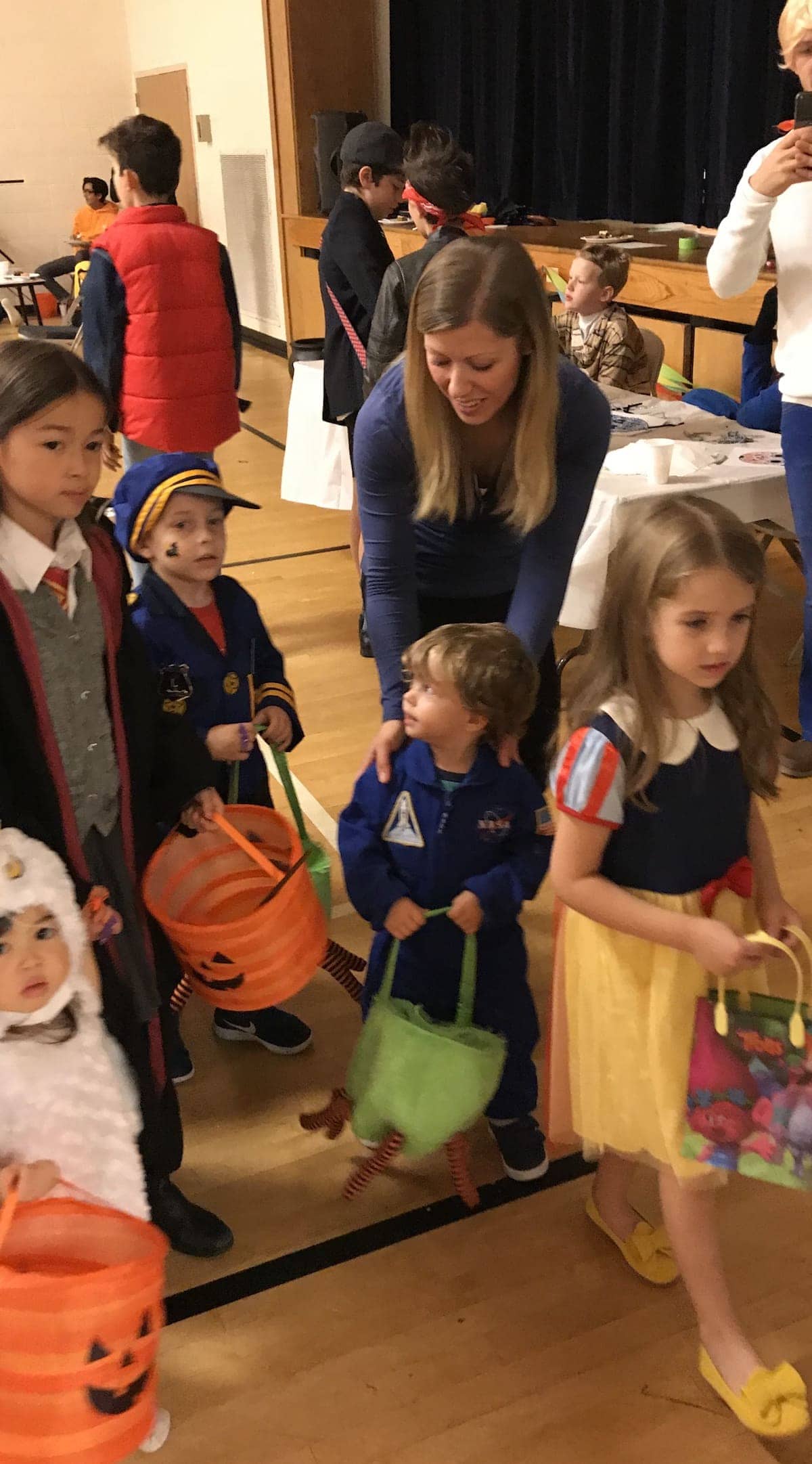 group of children trick or treating
