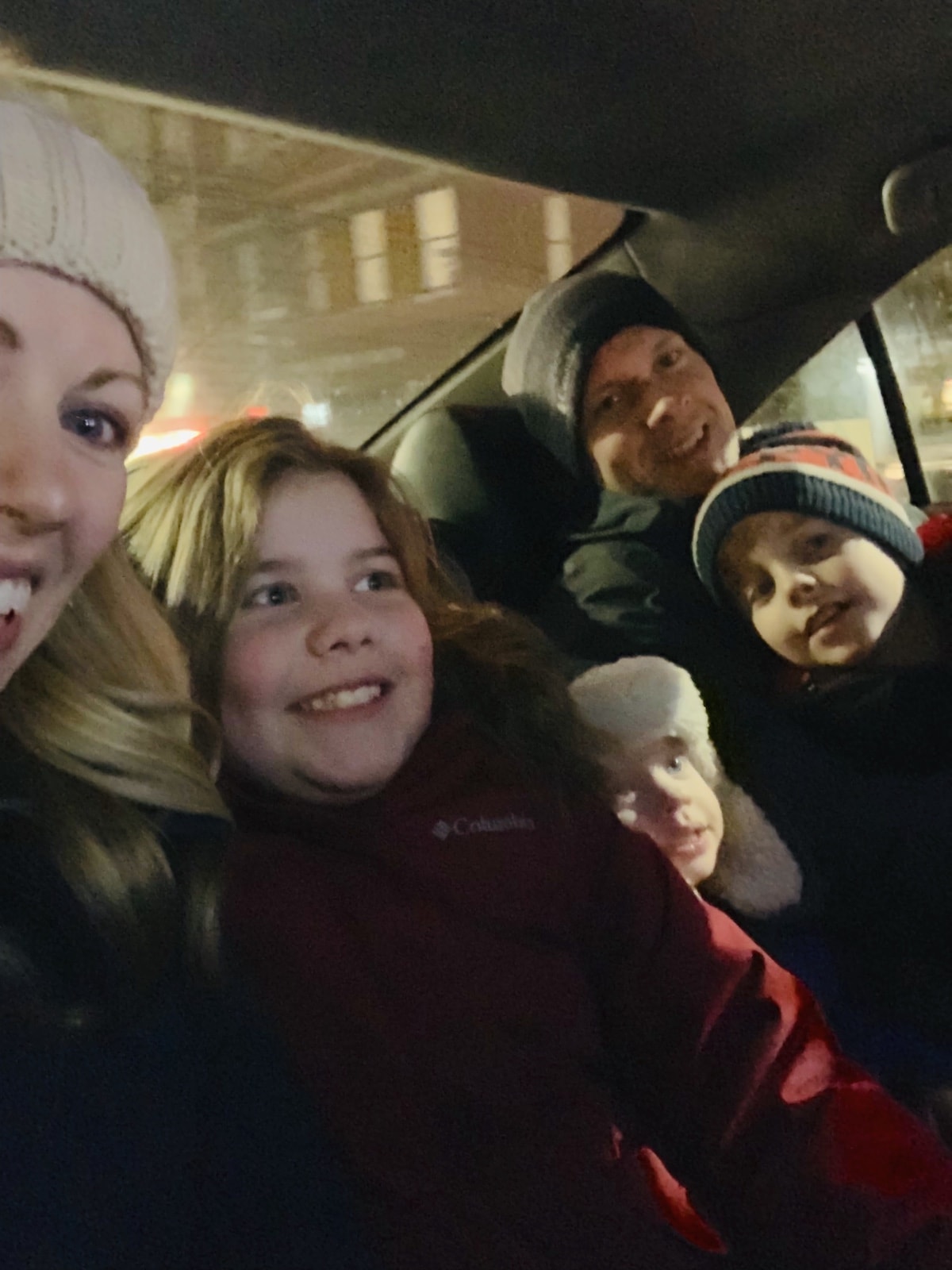 Brennan family in the car