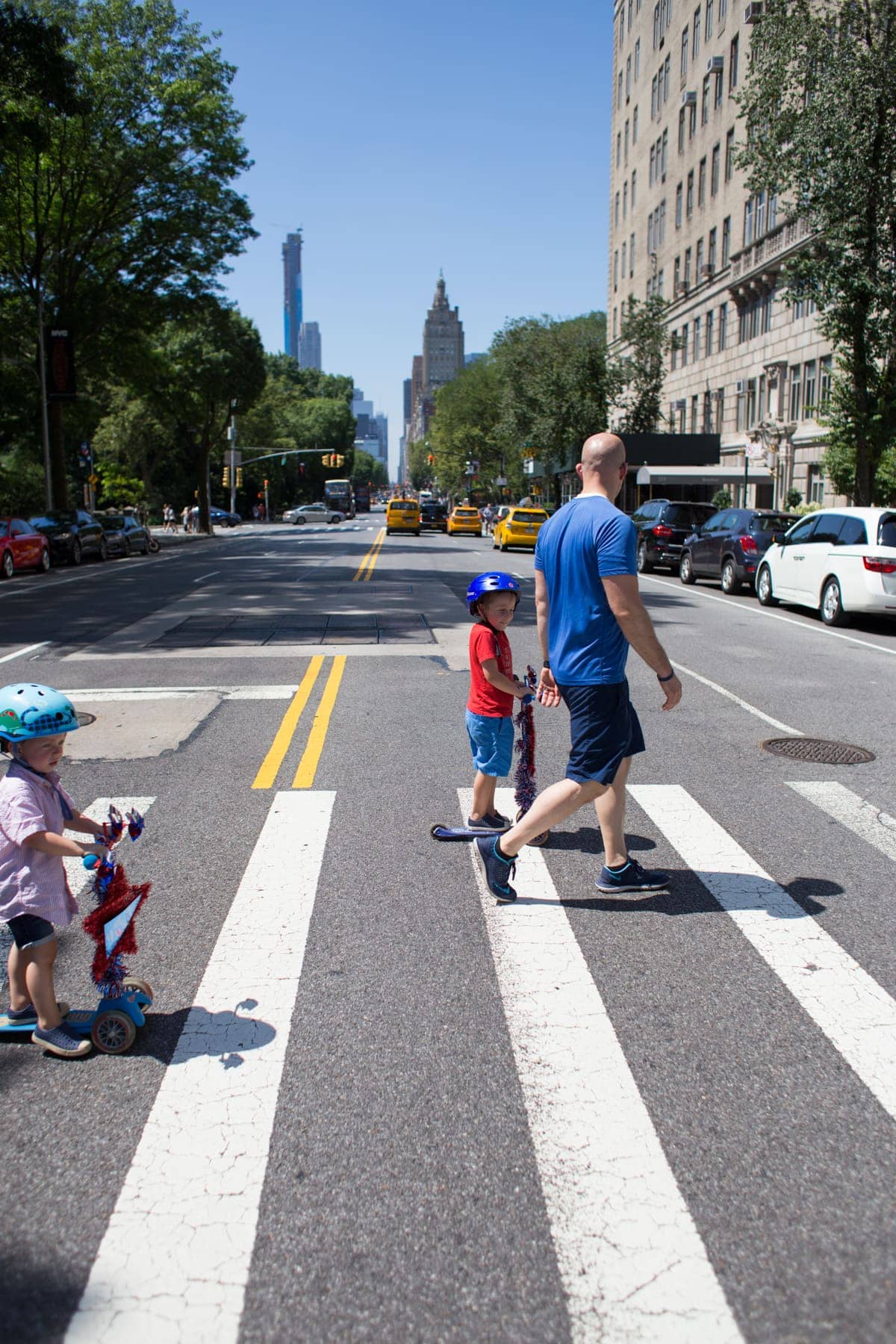 Gordon Blake and Eddie crossing the street