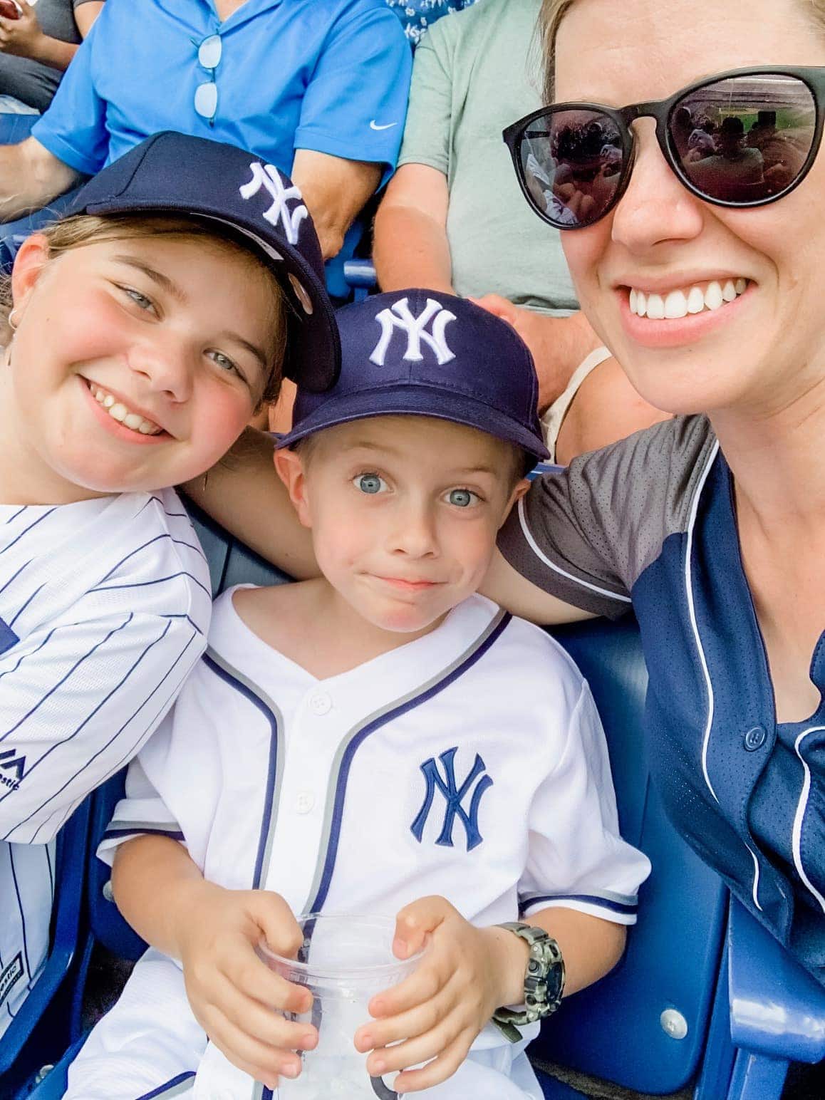 Brooke, Blake and Lauren at a baseball game