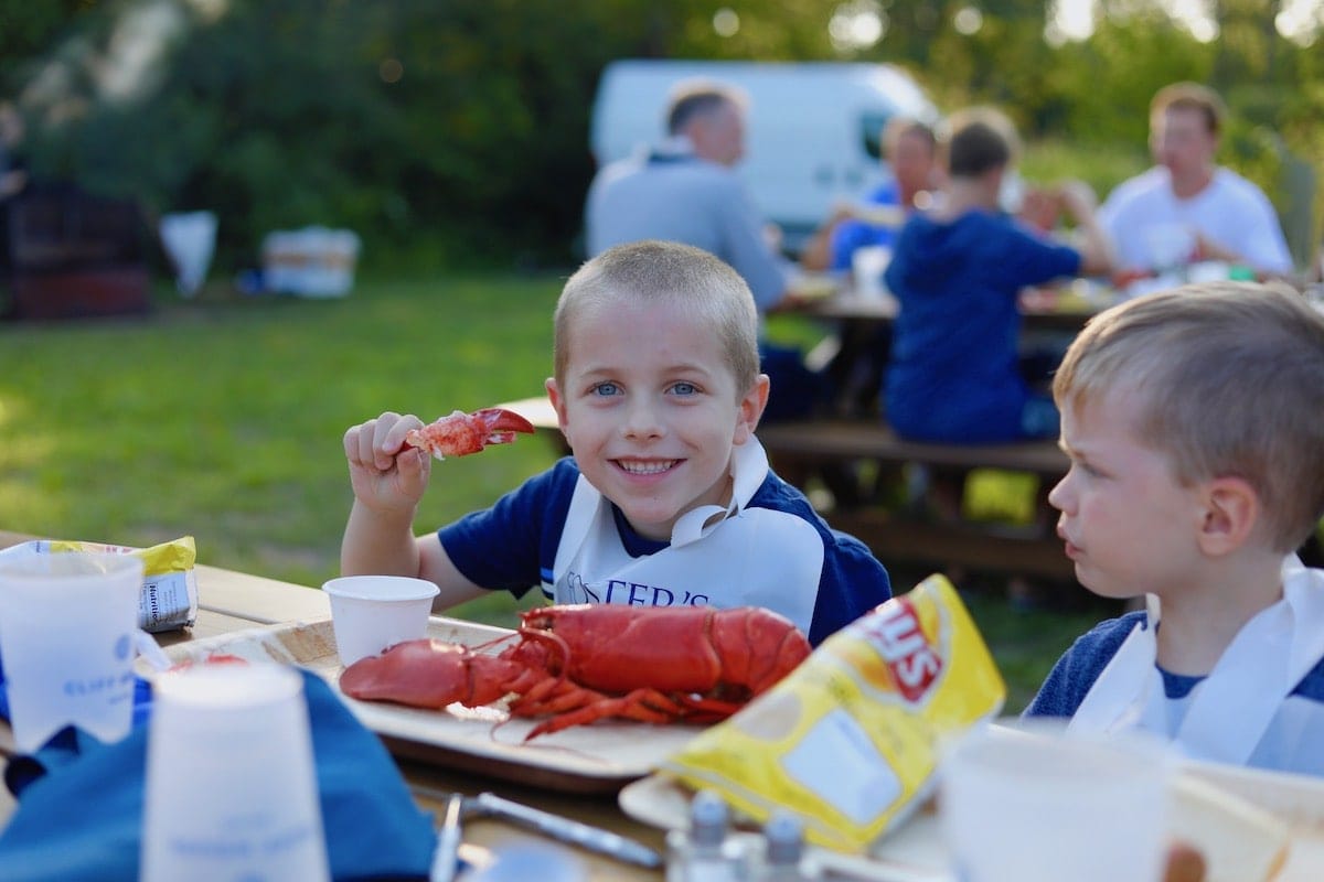 Blake eating lobster