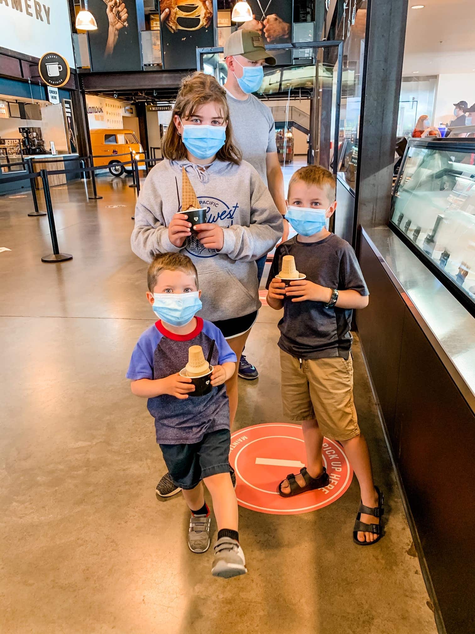 three kids with ice cream