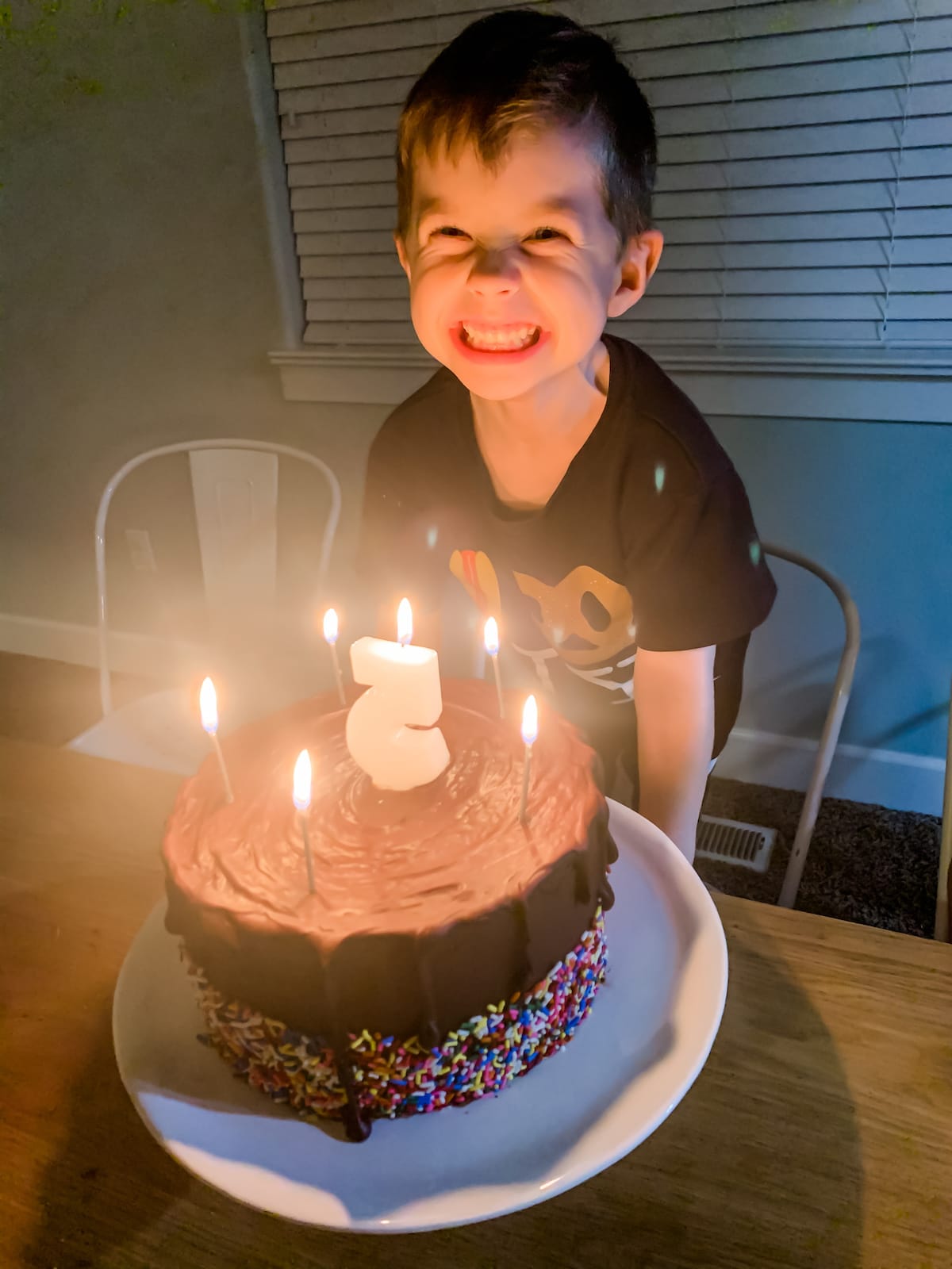 boy smiling with birthday cake