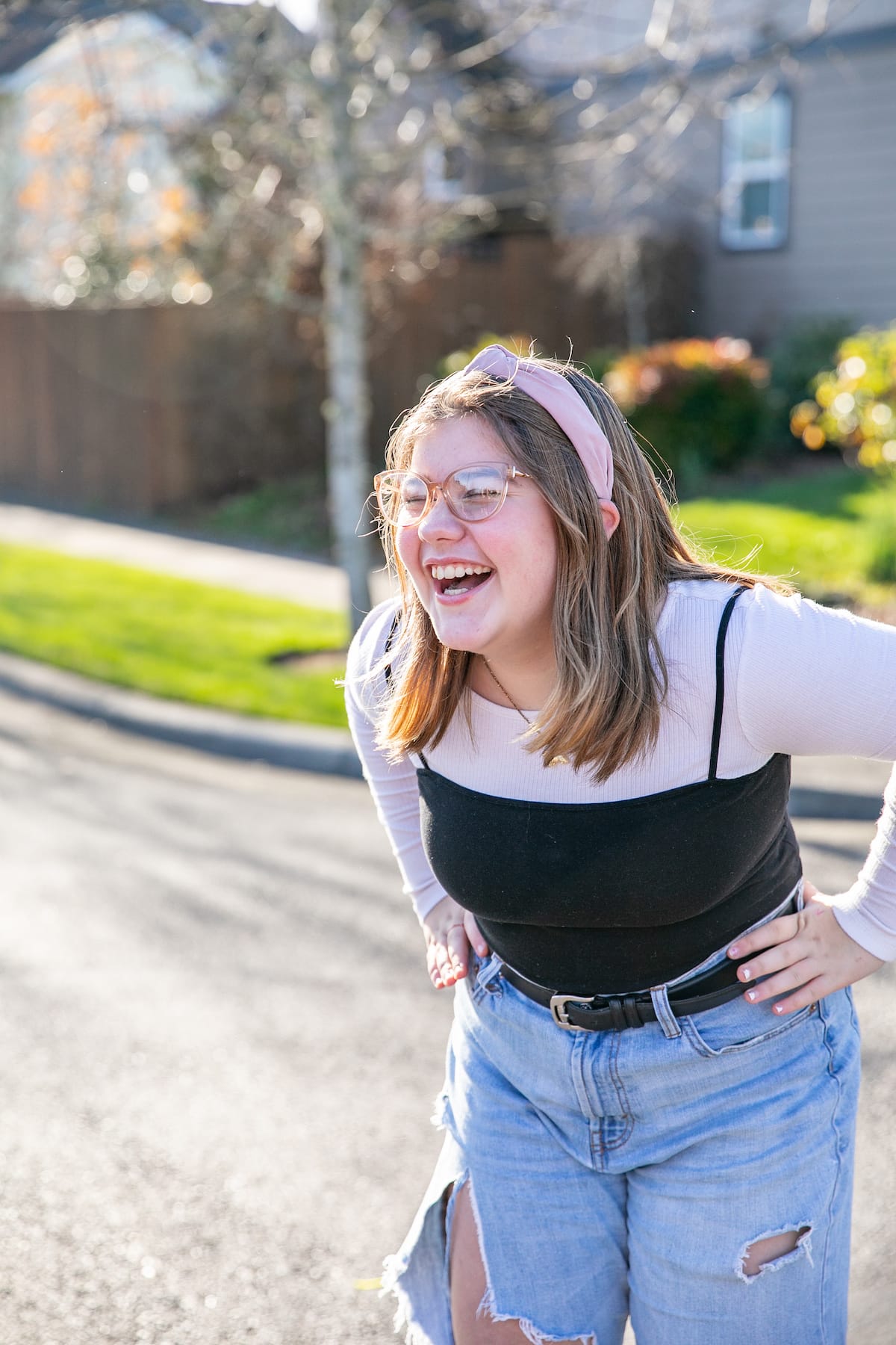 girl smiling outside