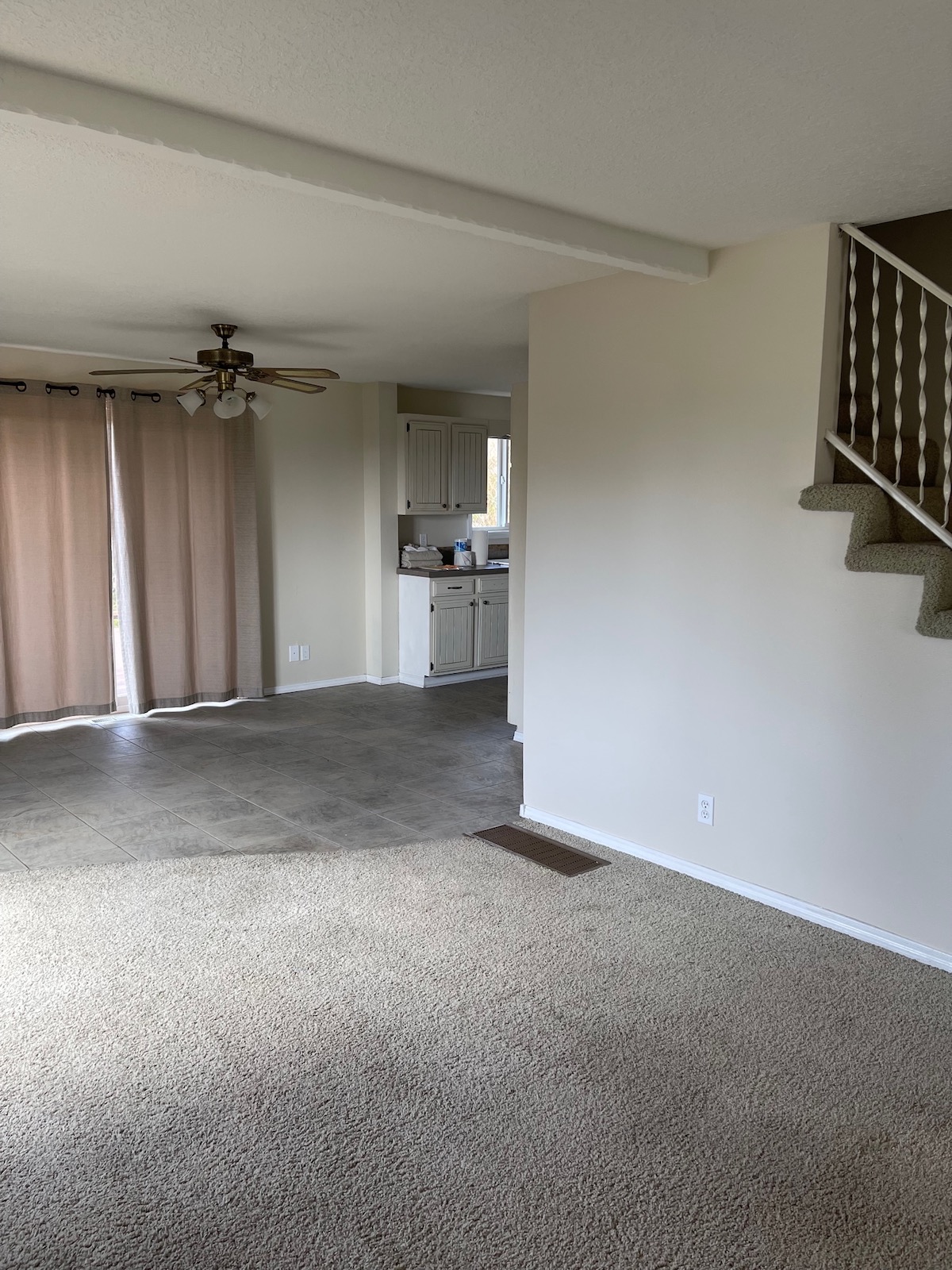 looking into kitchen