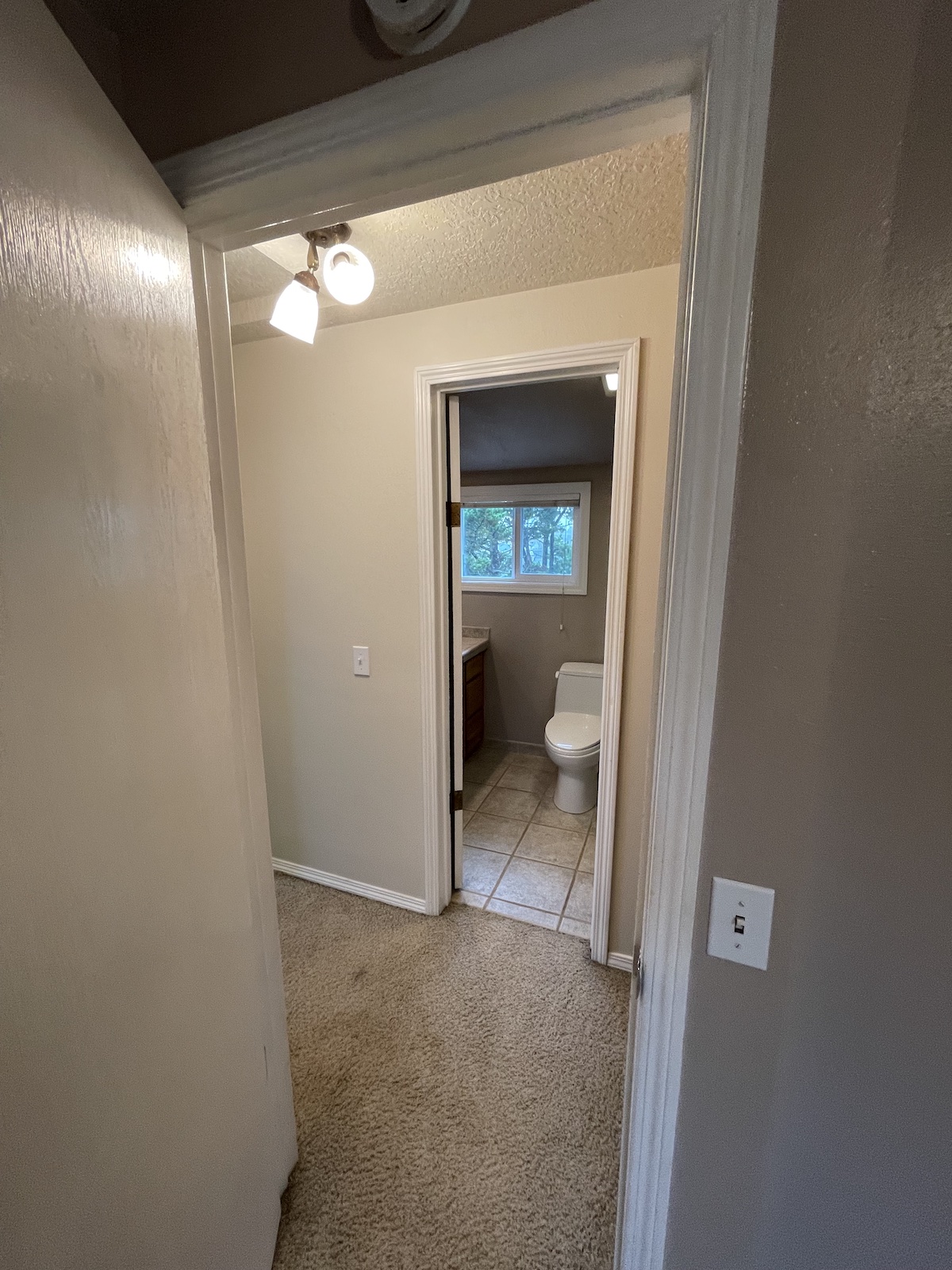 looking into bathroom