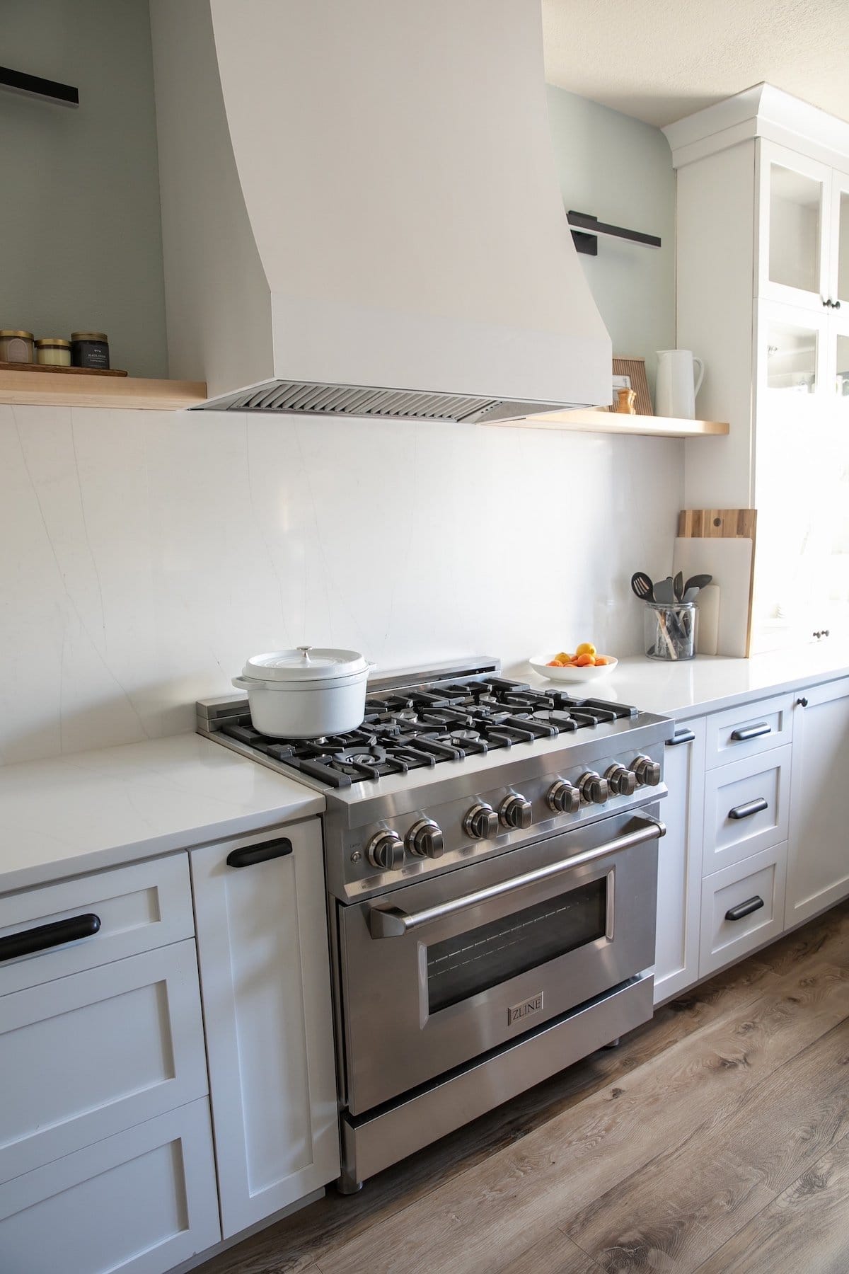 36 inch range in finished kitchen