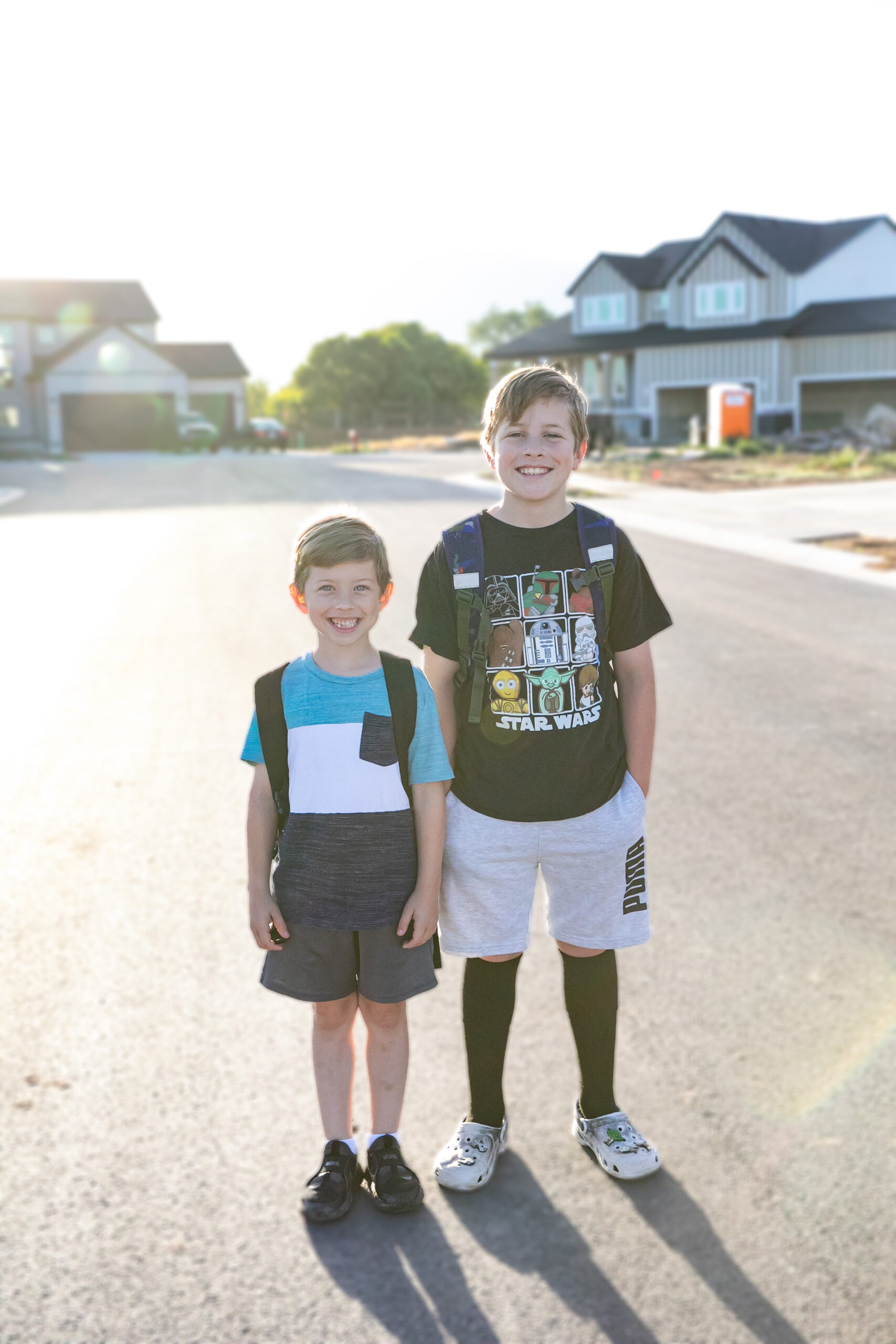 two boys on the first day of school